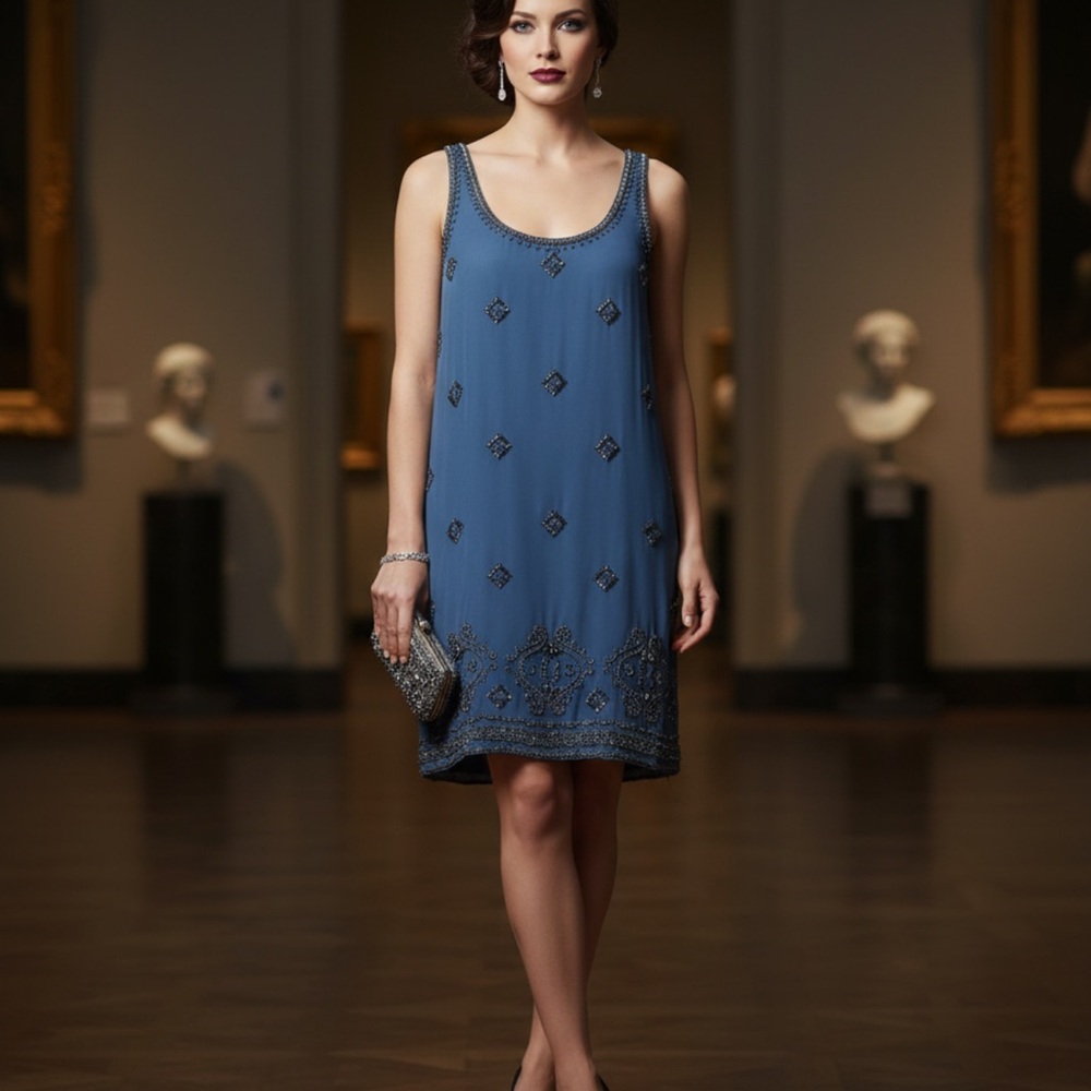 Joie Blue Embellished Midi Dress